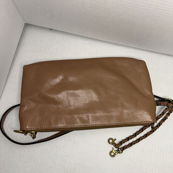 Elliot Lucca Brown Tan Leather Crossbody Bag Purse Zip Top removable Strap - Picture 10 of 16